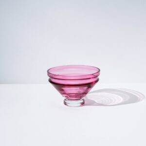 Small Rubine Red Ripple Glass Dessert Bowl